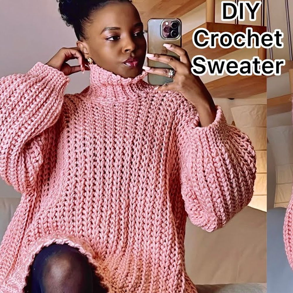 Easy Crocheted Ribbed Chunky Sweater