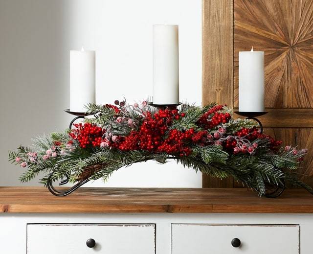 Raz Imports Wooden Sleigh With Winter Natural Arrangement and Pinecone Christmas Home Decor