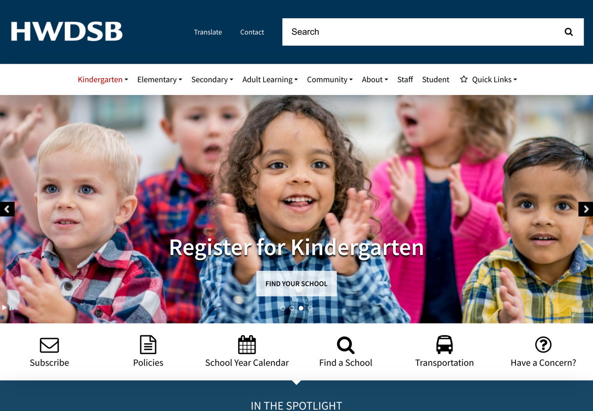 Screenshot of Hamilton-Wentworth District School Board, from the nonprofit & charity websites collection.