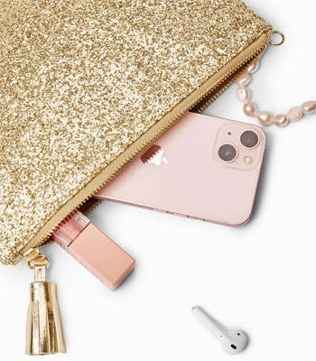 GOLD GLITTER TASSELED CLUTCH