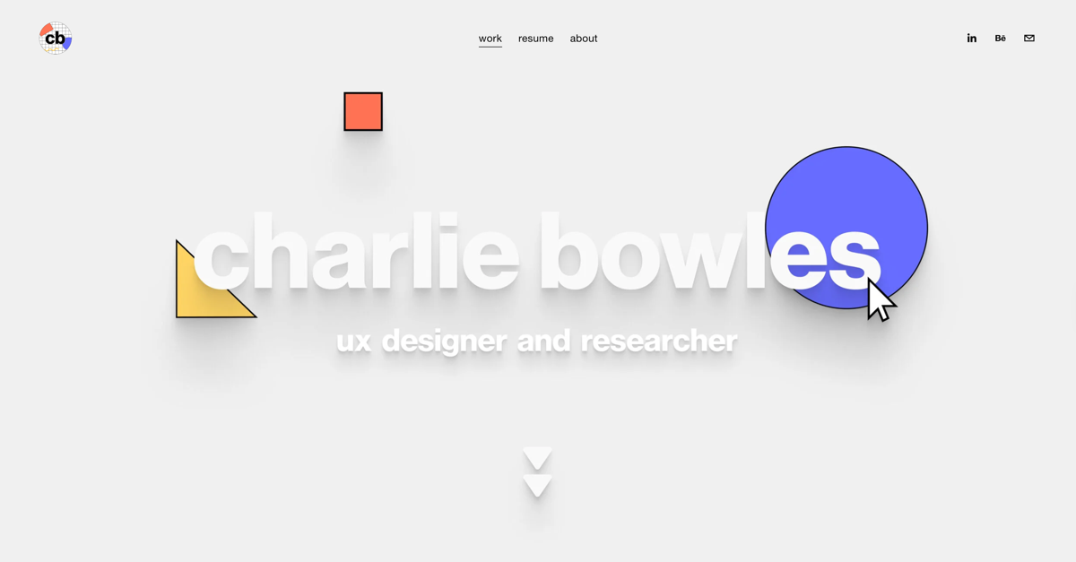 Screenshot of Charlie Bowled, from the ux portfolios collection.