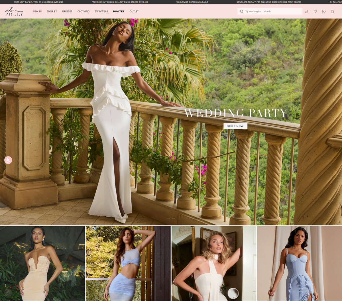 Screenshot of Oh Polly, from the shopify clothing stores collection.