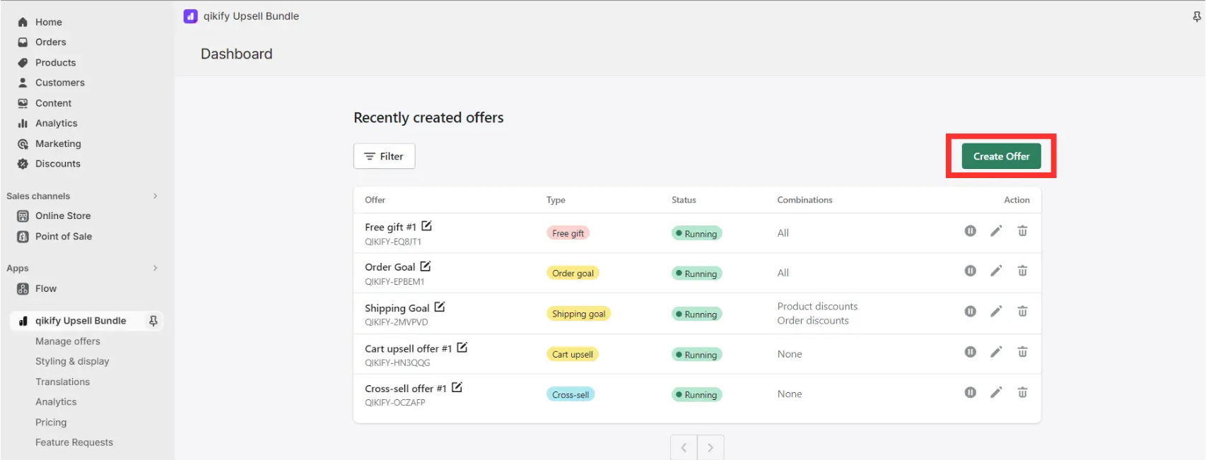 Qikify Discount and Free Gift create offer