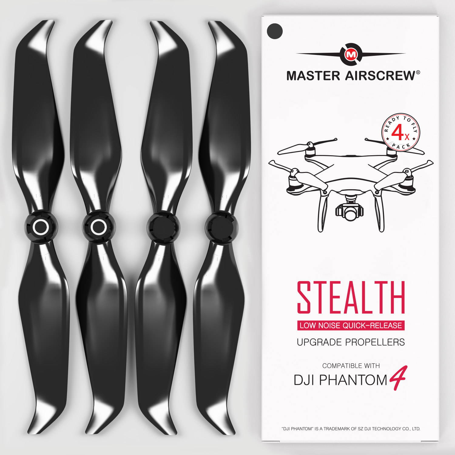 indelukke de Vanvid DJI Phantom 4 Stealth Propellers - BLACK - Master Airscrew