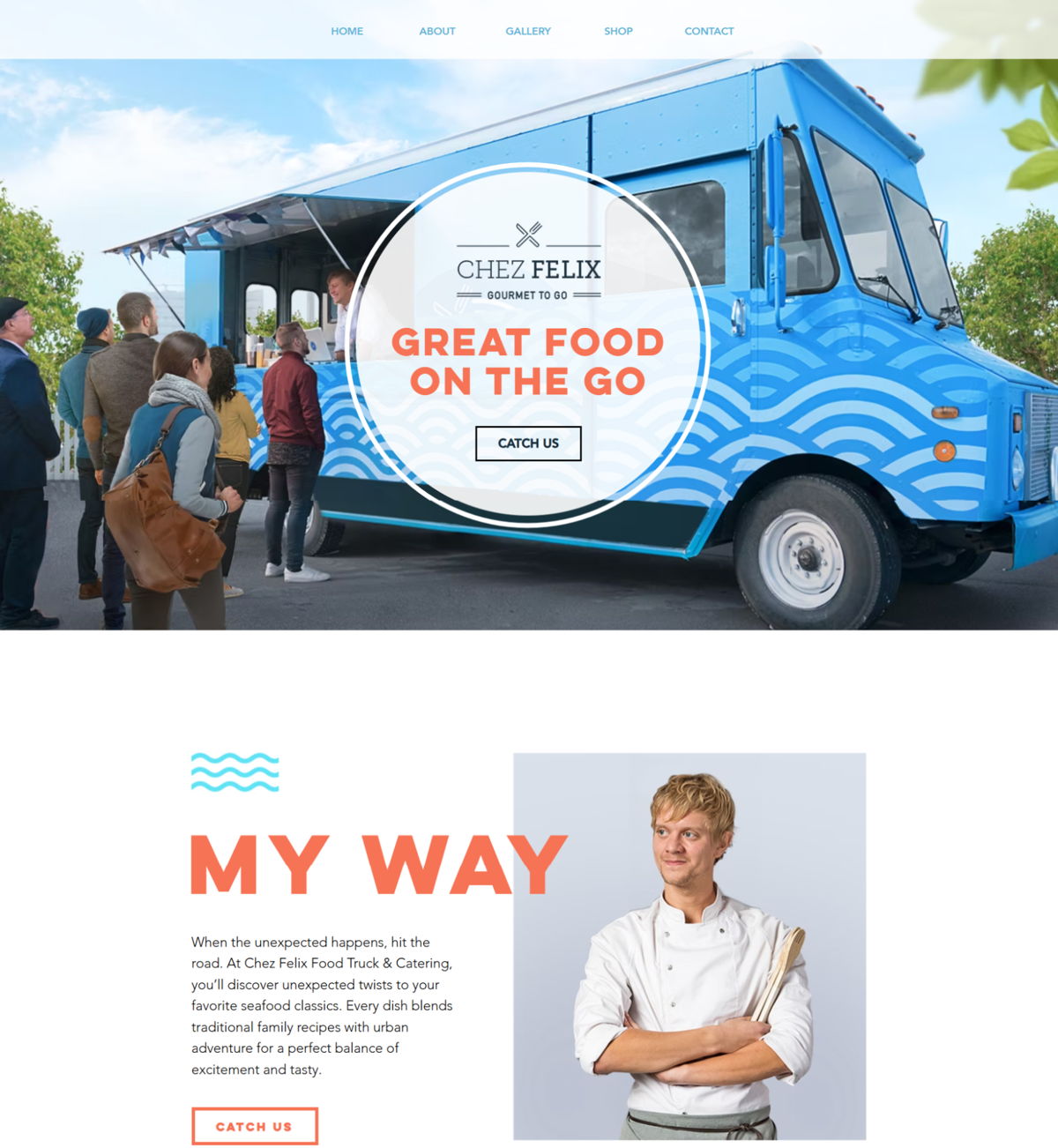 Screenshot of Chez Felix Gourmet, from the wix business website examples collection.
