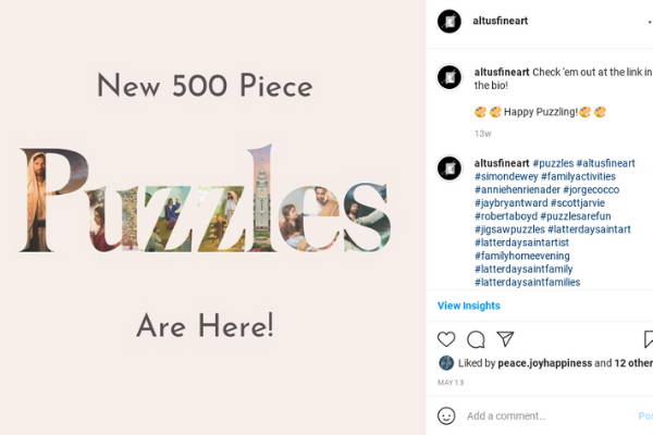 Instagram post advertising new 500 piece puzzles.