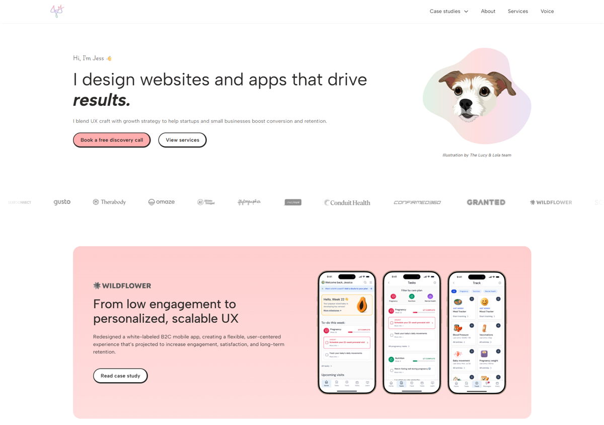 Screenshot of Jessica Goldman, from the product designer portfolios collection.