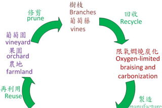 Romoting the charcoal recycling of branches and vines in Taiwan （推動台灣的樹枝和葡萄藤炭化循環再利用）