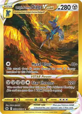 Gold Origin Forme Dialga VSTAR from Pokemon's Crown Zenith.