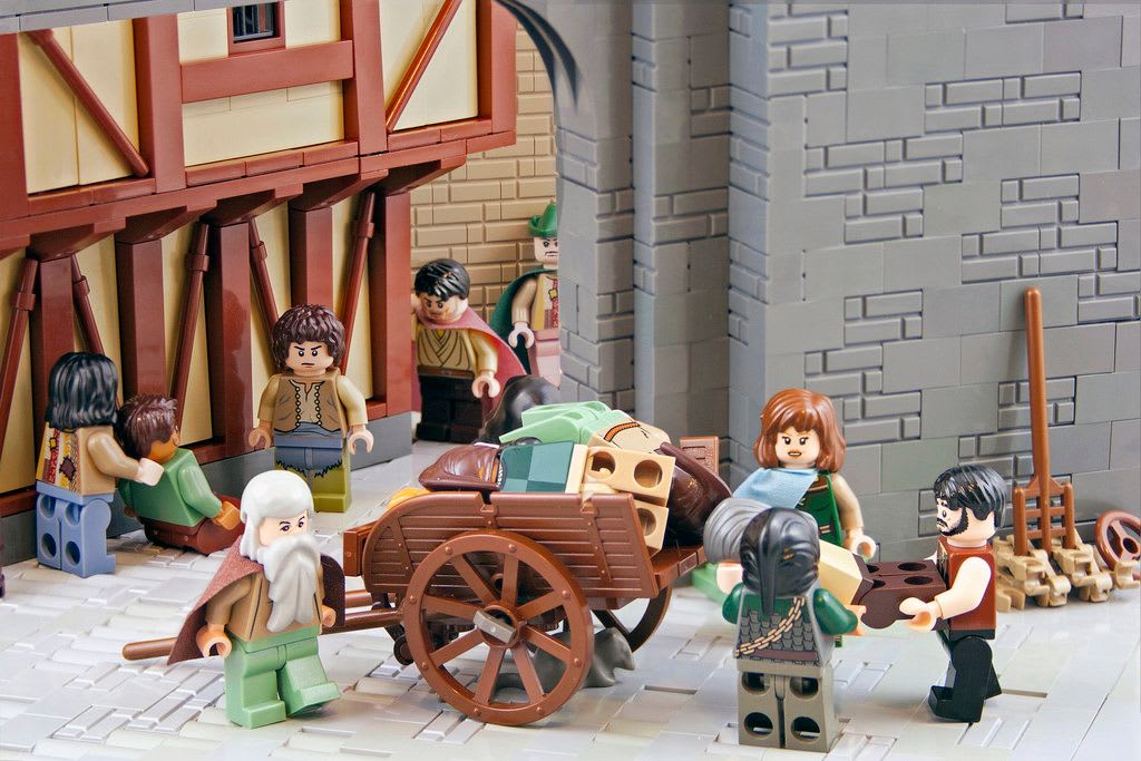 lego figures re-enacting a scene from Monty Python and the Holy Grail