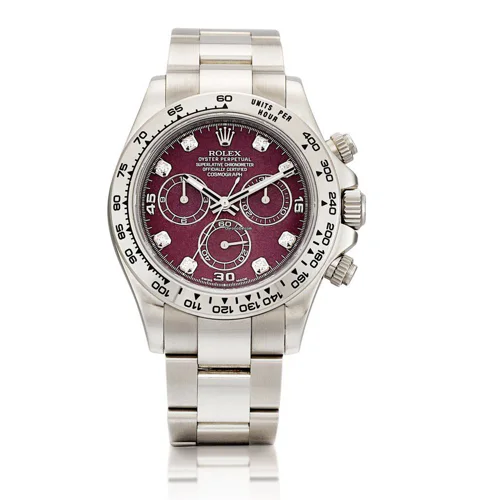 Rolex Daytona White Gold Bordeaux Dial Diamonds