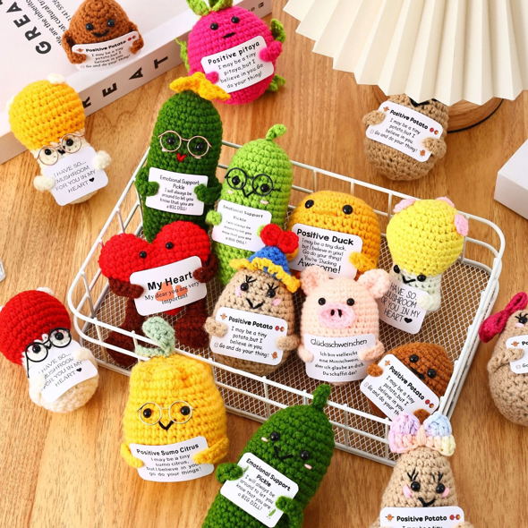 Positive Energy Potato Mini Handmade Plush Knitted Doll With Card