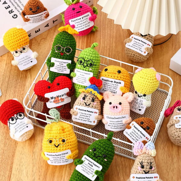 Positive Energy Potato Mini Handmade Plush Knitted Doll With Card