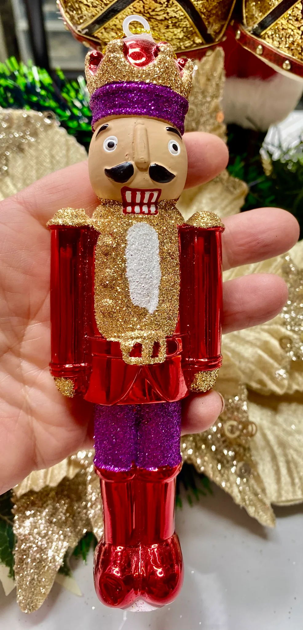 Glass Nutcracker Hanging Ornament - Image 2