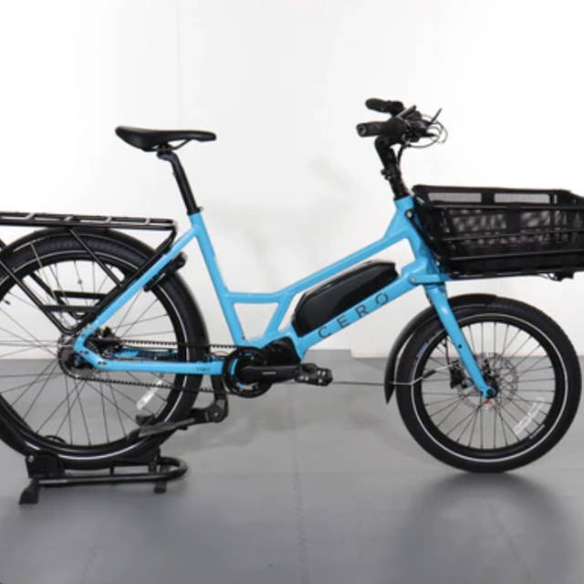 a sky blue CERO electric bike