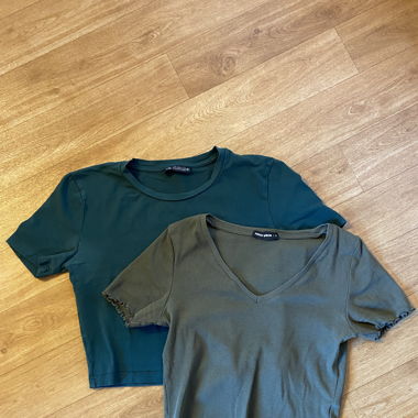 Lot de 2 T-shirt crop top vert S/36