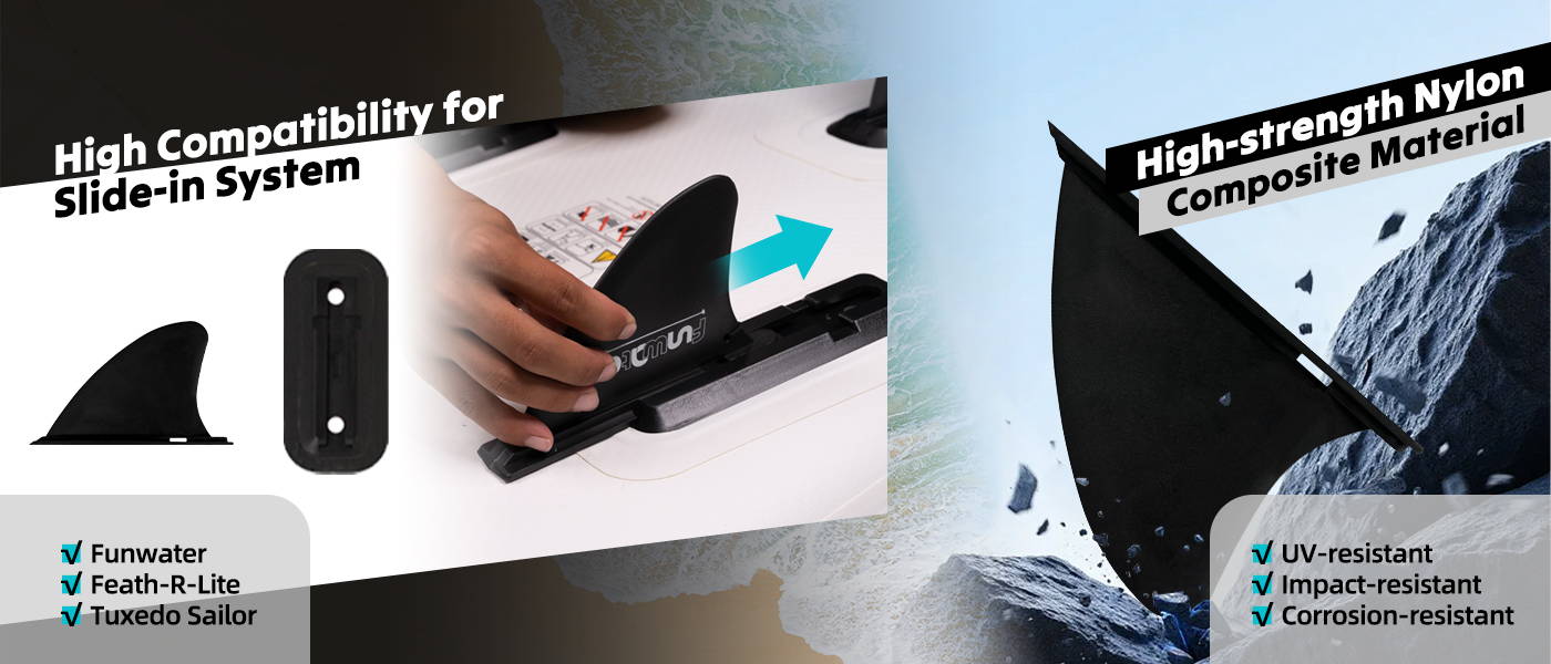 Inflatable paddle board side fin made in high-strength nylon, UV-resistant. impact-resistant, corrosion-resistant