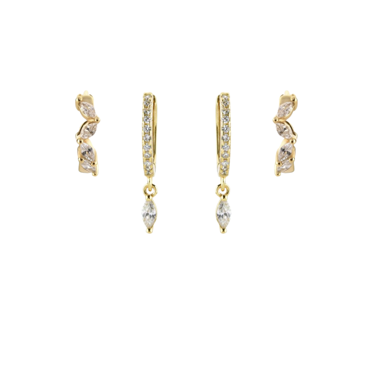 Festive Set | 2 Earrings | Silver & Gold Plated