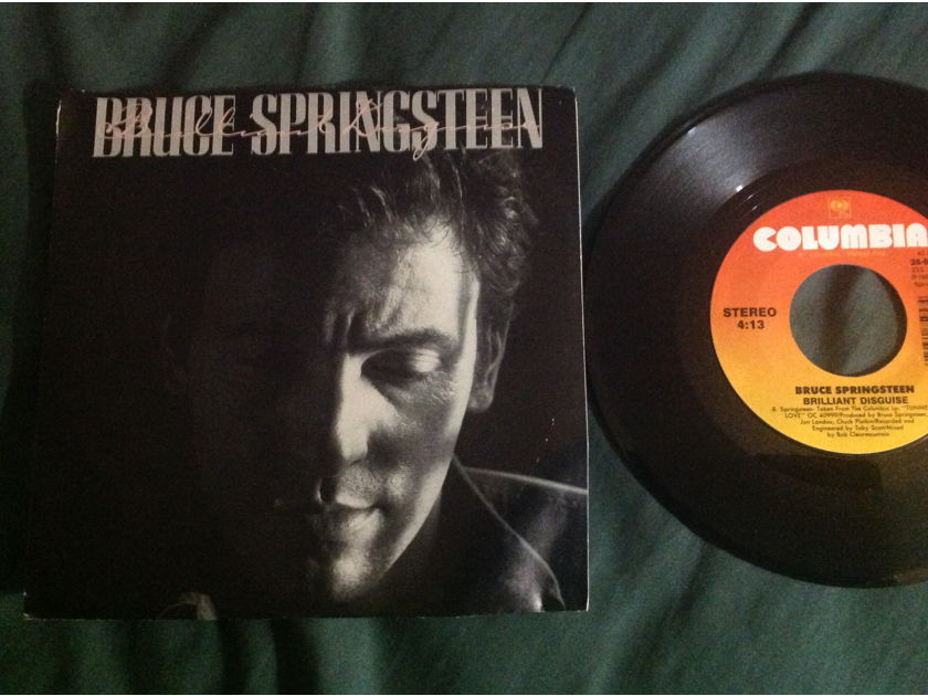 Bruce Springsteen - Brilliant Disguise/Lucky Man Columbia Records 45 Single With Picture Sleeve Vinyl NM