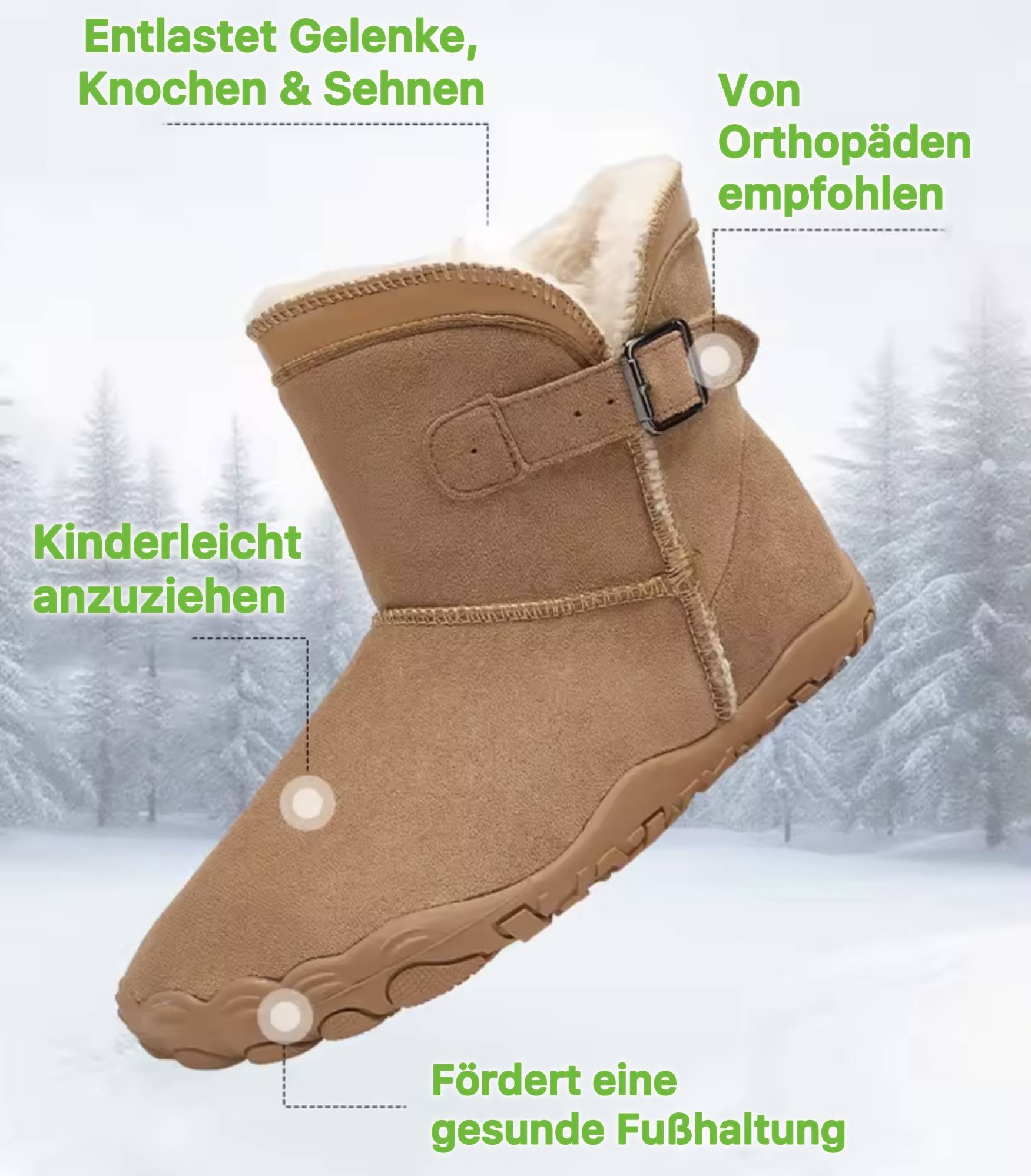 Abbildung von Füßen einer Person, welche Barfußschuhe trägt 