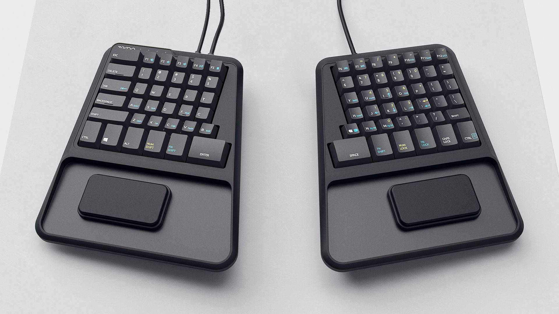top split view of ergonomic keyboard