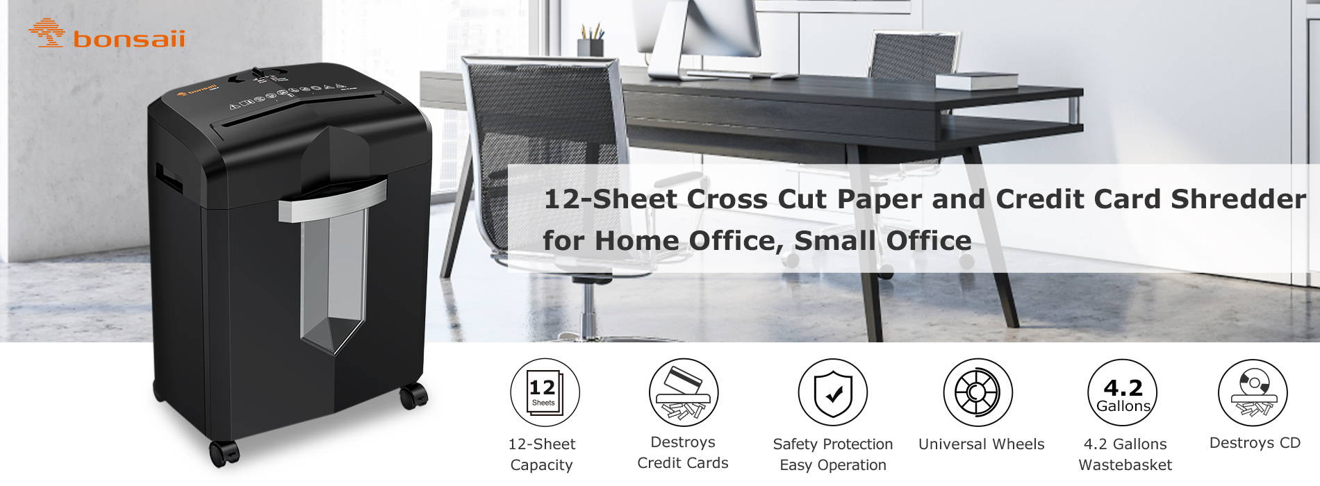12-Sheet Cross Cut Paper and Credit Card Shredder for Home Office, Small Office （C266-A）