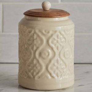 Embossed Ceramic Storage Canister