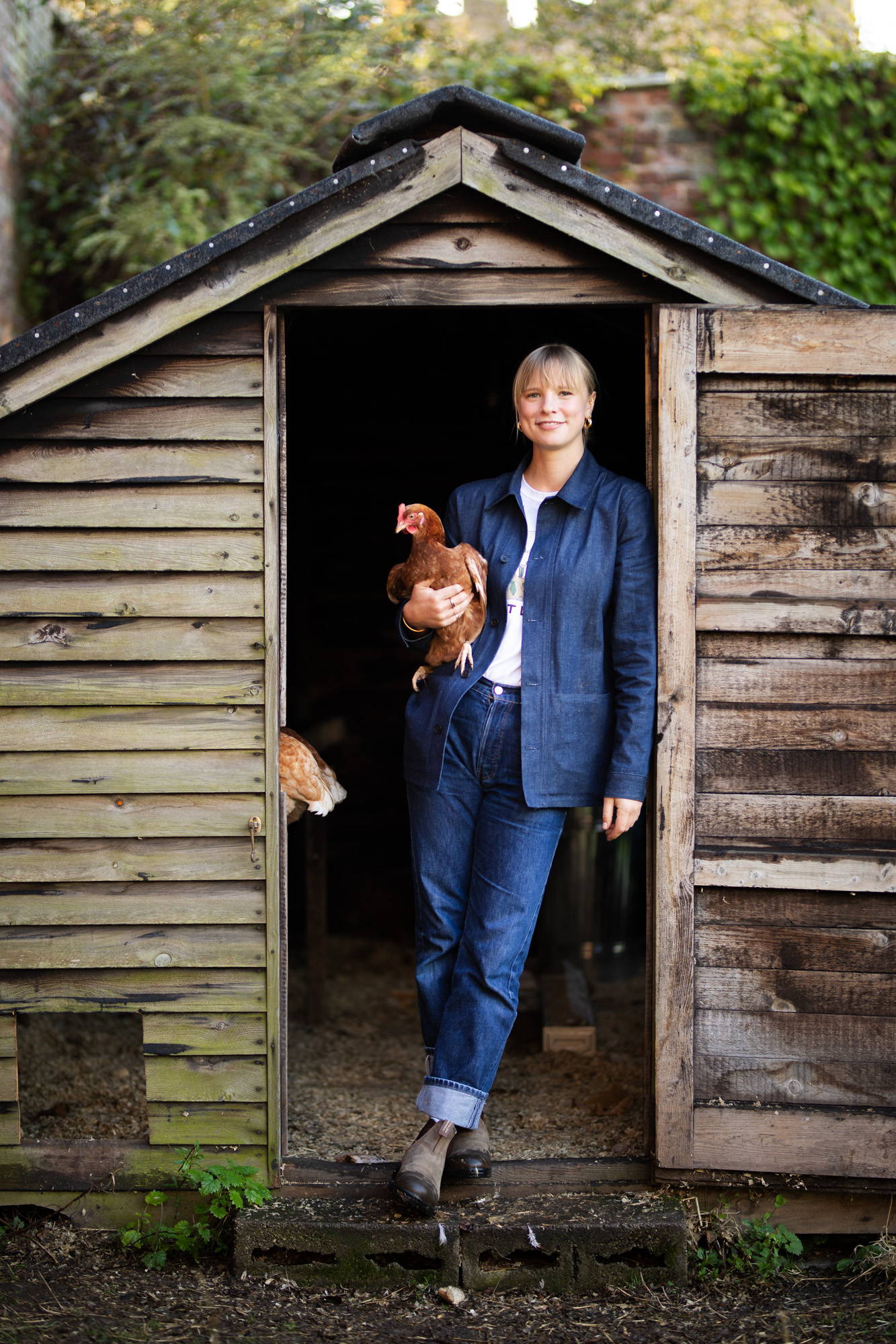 Xanthe Gladstone and her chickens