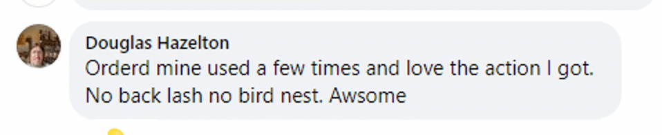 Facebook comment from an Obalus owner
