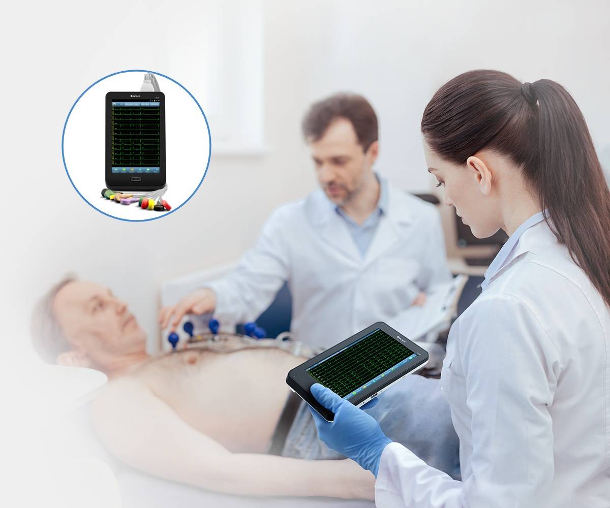 12-Kanal-EKG-Gerät auf Tablet-Basis