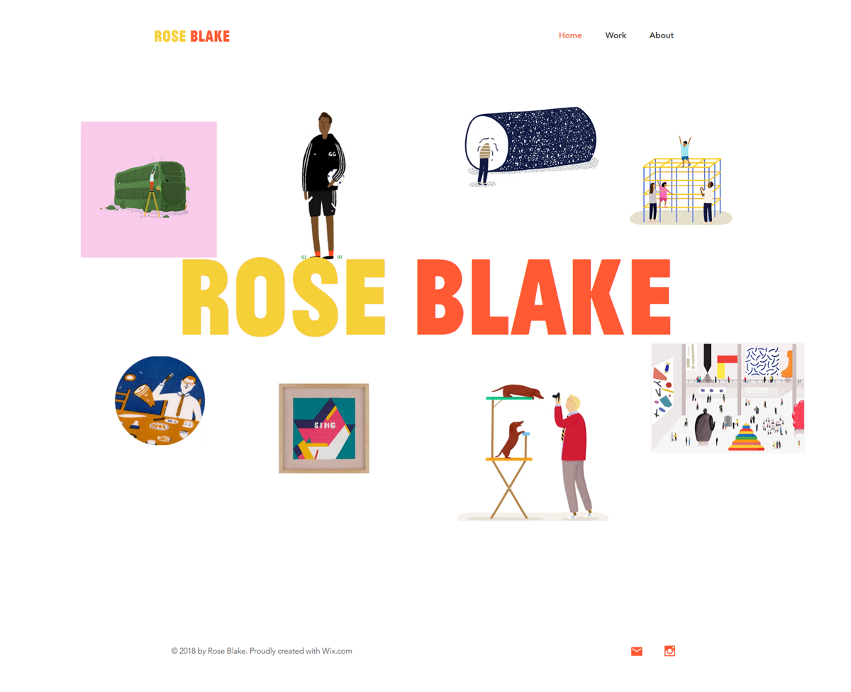 Screenshot of Rose Blake, from the wix portfolio website examples collection.