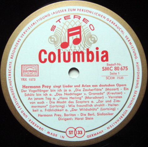 GERMAN COLUMBIA WHITE & GOLD / HERMANN PREY, - Songs an...