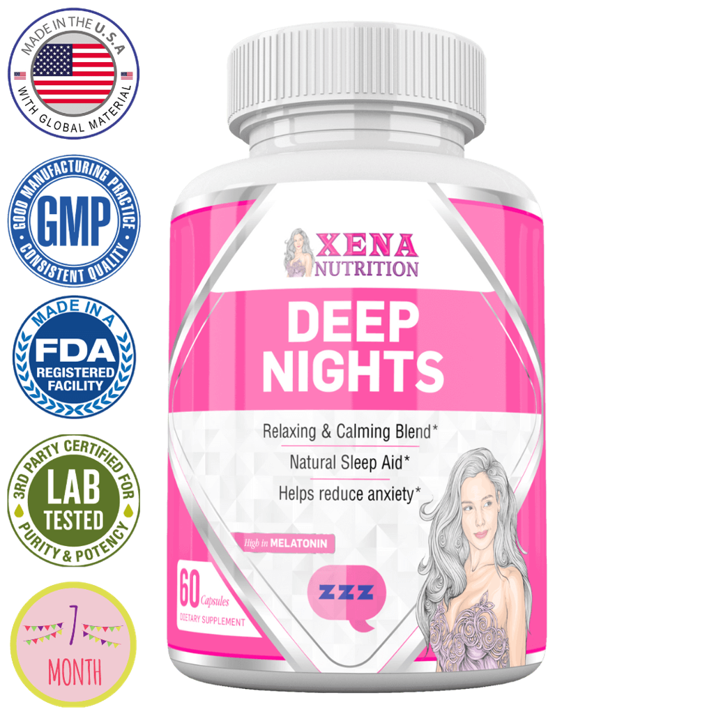 Deep Nights sleeping aid product natural supplement xena nutrition for women sleeping formula melatonin 