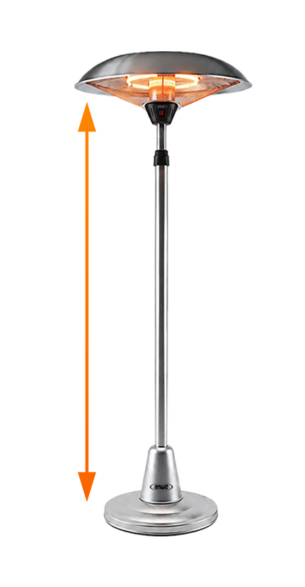 Calefactor de terraza de pie ANWO extendible hasta dos metros de altura