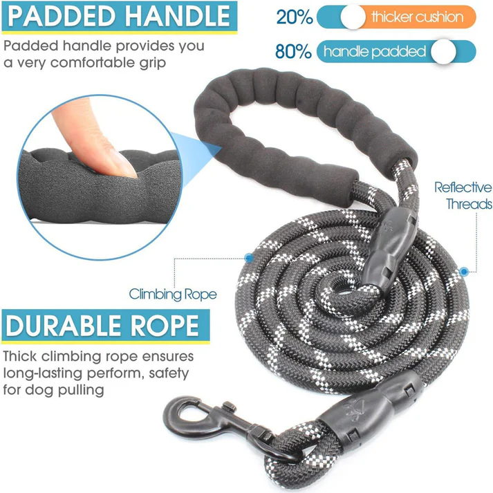 3-in-1 Tangle-Free Dog Leash for 1-3 Dogs - Heavy Duty Bungee Coupler with Reflective Stitching & Padded Handle - Image 9