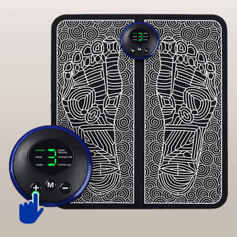 EMS Foot Massager Mat -Foot Massager Pad for Pain Plantar Relief, Muscle Relaxation, Foldable Legs & Feet Massager Pad with 8 Modes, 19 Levels