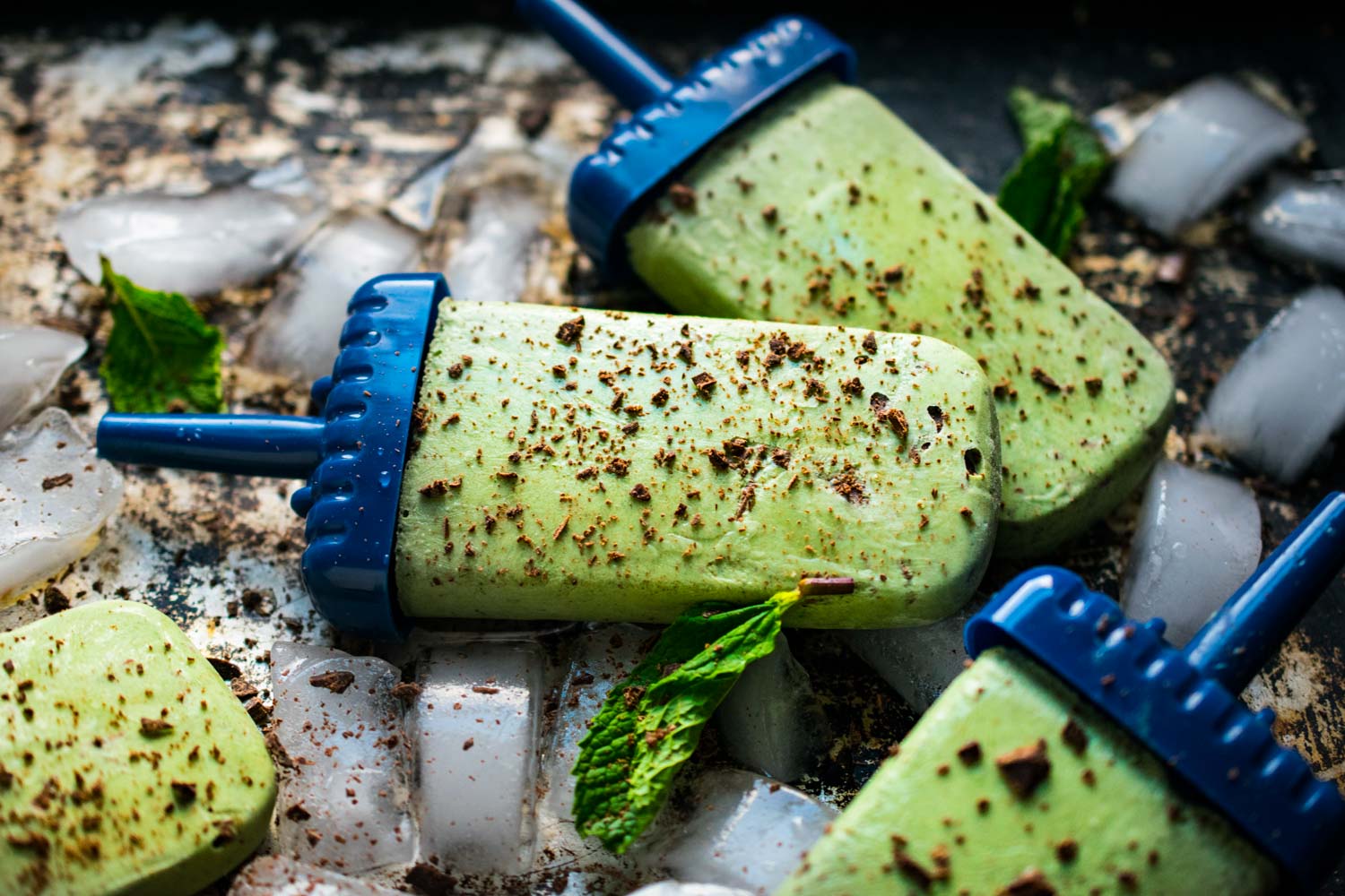 Mint Chip Popsicles with Micro Greens