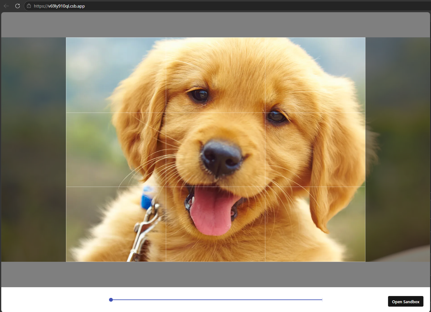 react-easy-crop interface rendered on a web page