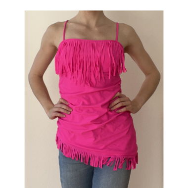 pinkes Spaghetti-Träger-Top/ Bikini mit Bottom