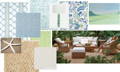 Coastal Interior Design Mood Board with greens, blues and tans