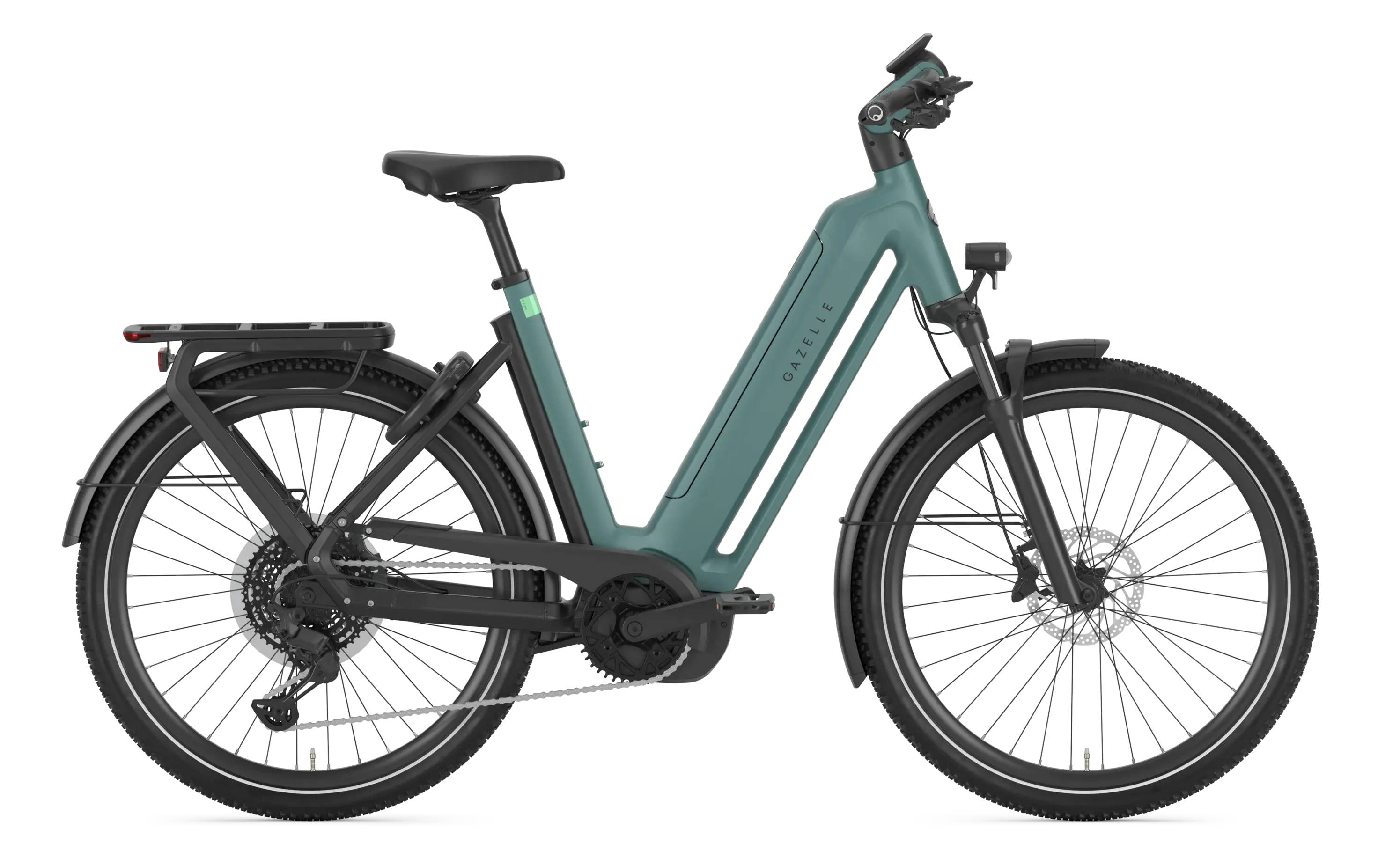 Vélo électrique Gazelle à cadre ouvert avec dérailleur Shimano et moteur central Bosch