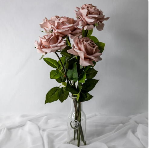 Dusty Pink Rose Real Touch Full Bloom - Realistic Artificial Flowers - Image 2