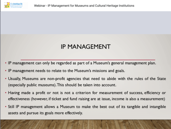 IP Management for Museums and Cultural Heritage Institutions
