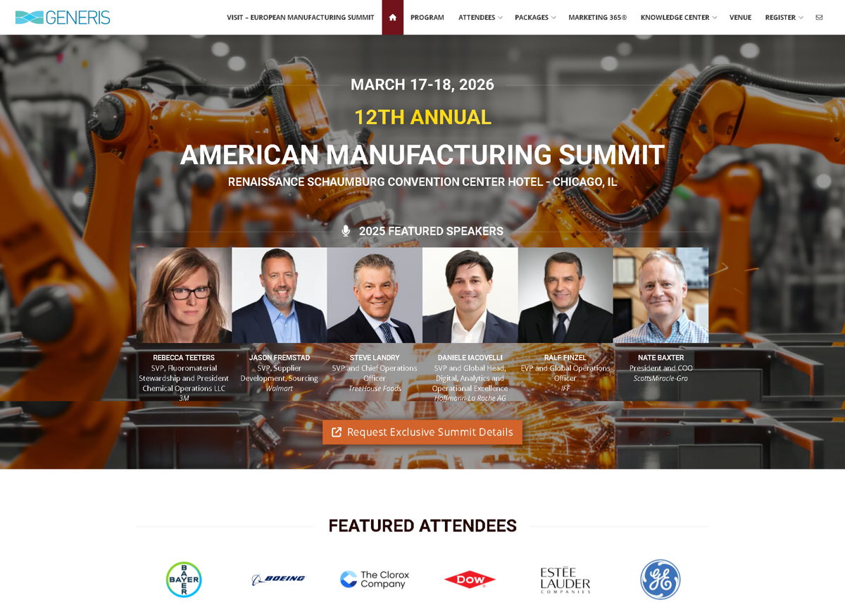 Screenshot of American Manufacturing Summit, from the conference websites collection.