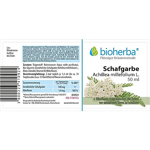 Schafgarbe, Achillea millefolium L., Tropfen, Tinktur 50 ml