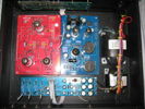Power supply right in picture, line stage circuit board left, remote input & vol bottom