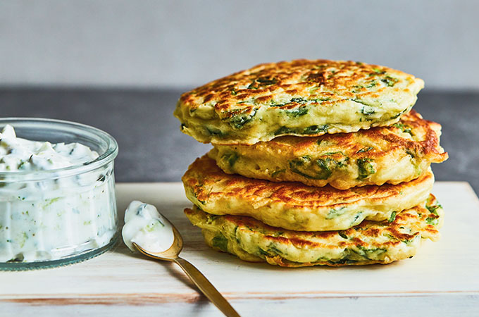 Lettuce Pancakes and Tzatziki