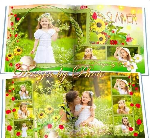 Универсальная фотокнига в Фотошоп и PSD формате - это яркое лето