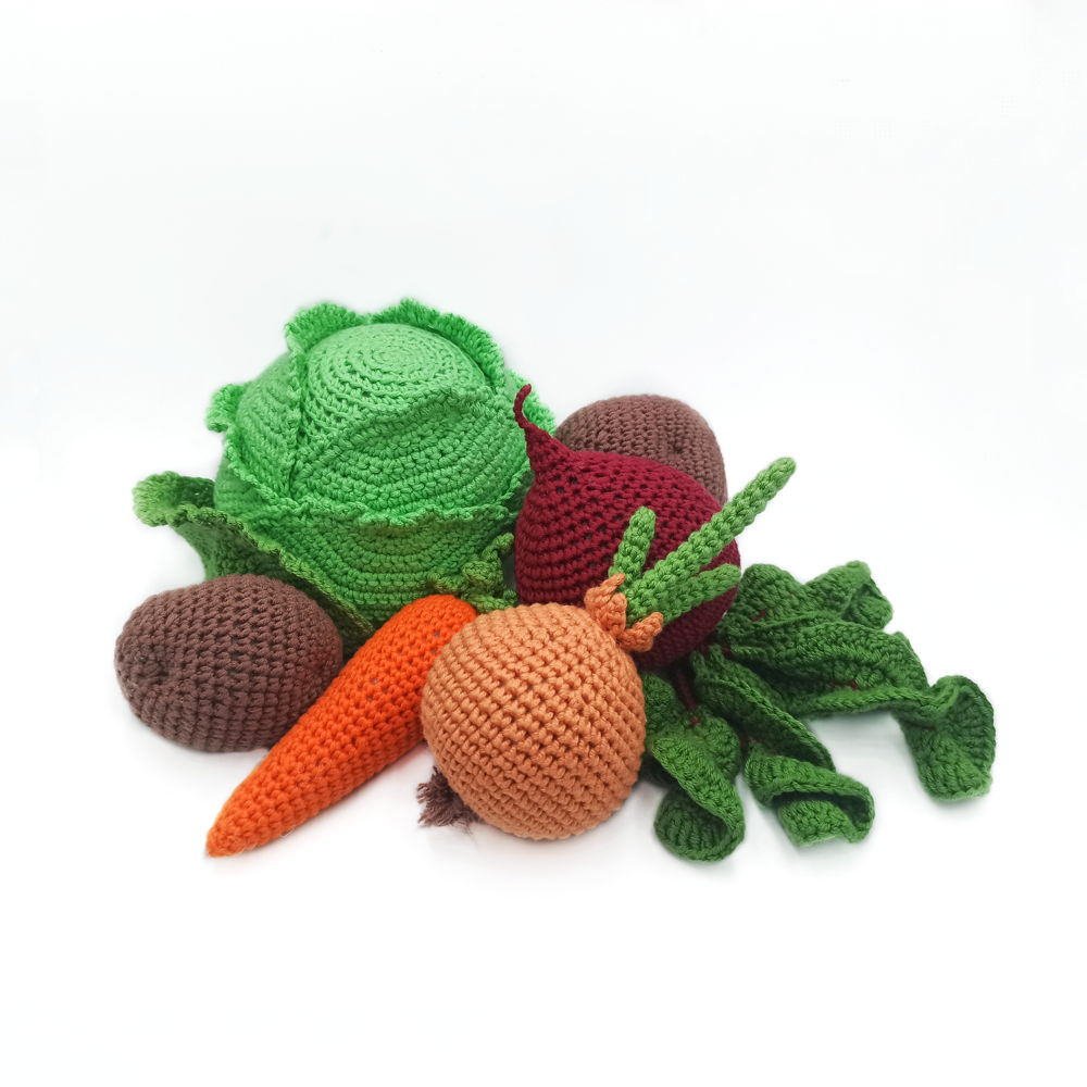 Crochet VEGETABLES - Winter set patterns - 5 in 1: cabbage, beet, onion, carrot and potato. Amigurumi food pattern