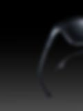 A pair of black Kaen sunglasses with a rectangular frame and blue mirrored lenses on a black background